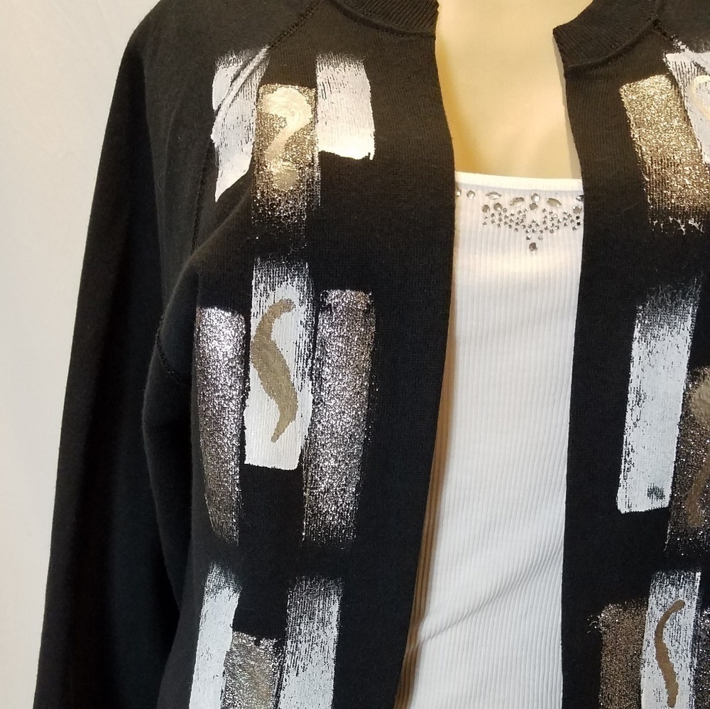 ARTSY Painted Fleece Sweatshirt Open Cardigan